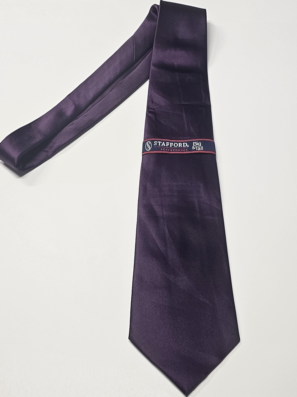 Tafford Satin Deep Purple Tie with Navy & Red Label